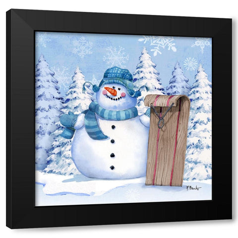 Icy Snowman IV Black Modern Wood Framed Art Print with Double Matting by Brent, Paul