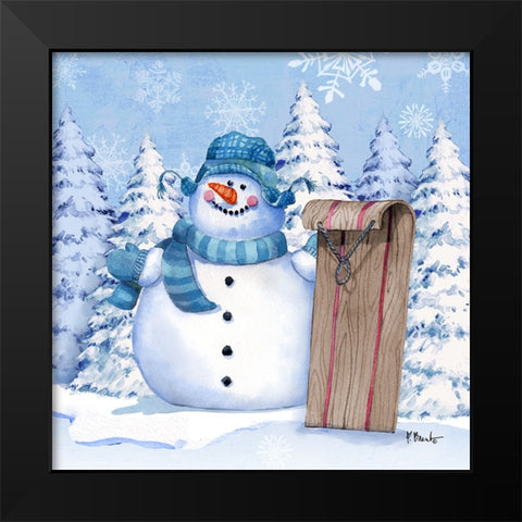 Icy Snowman IV Black Modern Wood Framed Art Print by Brent, Paul