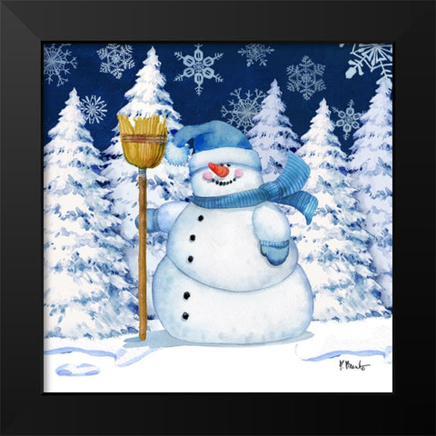 Icy Snowman V - Navy Black Modern Wood Framed Art Print by Brent, Paul
