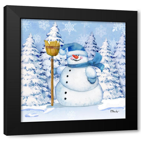 Icy Snowman V Black Modern Wood Framed Art Print with Double Matting by Brent, Paul