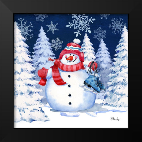 Icy Snowman VI - Navy Black Modern Wood Framed Art Print by Brent, Paul