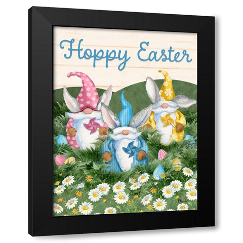 Easter Rabbit Gnomes Vertical Black Modern Wood Framed Art Print with Double Matting by Brent, Paul