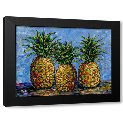Impressions of Pineapples Horizontal II Black Modern Wood Framed Art Print with Double Matting by Brent, Paul