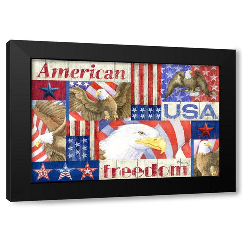 Patriotic Fragments Horizontal Black Modern Wood Framed Art Print by Brent, Paul
