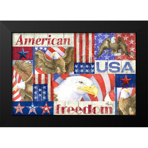 Patriotic Fragments Horizontal Black Modern Wood Framed Art Print by Brent, Paul