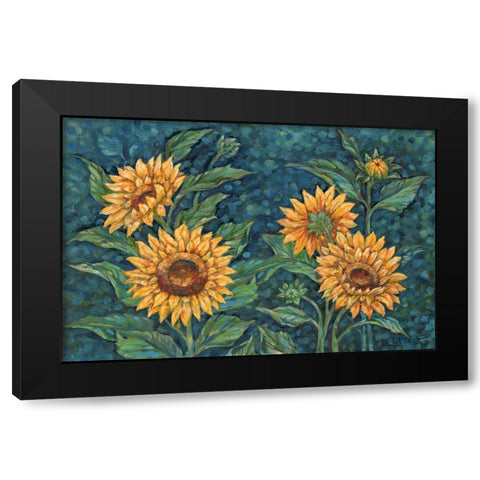 Impressions of Sunflowers Horizontal II Black Modern Wood Framed Art Print with Double Matting by Brent, Paul