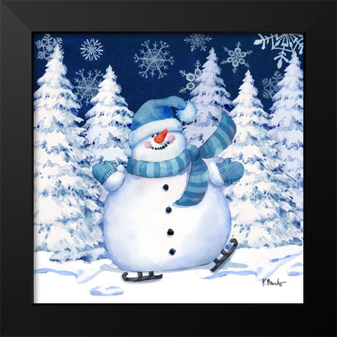 Icy Snowman VII - Navy Black Modern Wood Framed Art Print by Brent, Paul