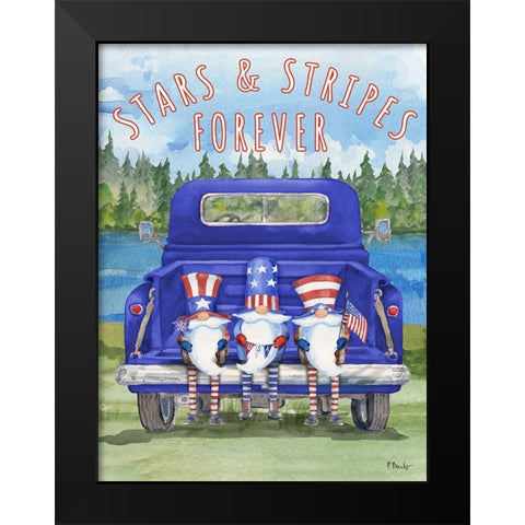 Patriotic Gnomes Truck Black Modern Wood Framed Art Print by Brent, Paul