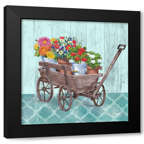 Flower Cart I Black Modern Wood Framed Art Print by Brent, Paul