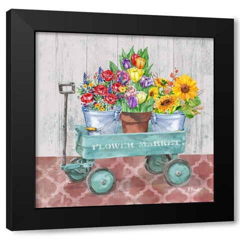 Flower Cart II Black Modern Wood Framed Art Print by Brent, Paul