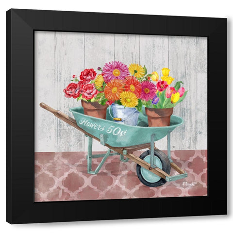 Flower Cart III Black Modern Wood Framed Art Print with Double Matting by Brent, Paul