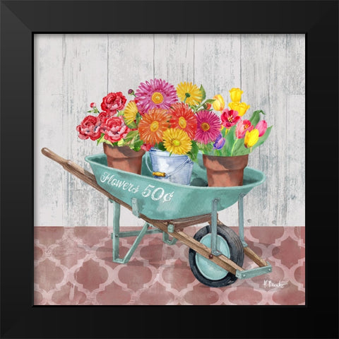 Flower Cart III Black Modern Wood Framed Art Print by Brent, Paul