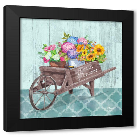 Flower Cart IV Black Modern Wood Framed Art Print by Brent, Paul