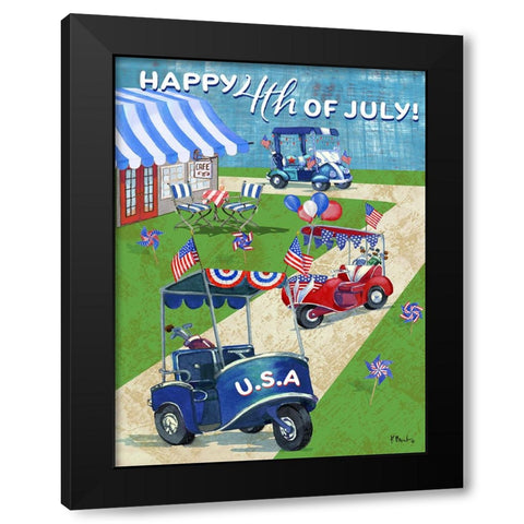 Patriotic Golf Time Vertical Black Modern Wood Framed Art Print by Brent, Paul