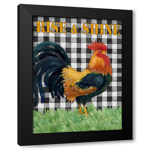 Rising Rooster Vertical Black Modern Wood Framed Art Print with Double Matting by Brent, Paul