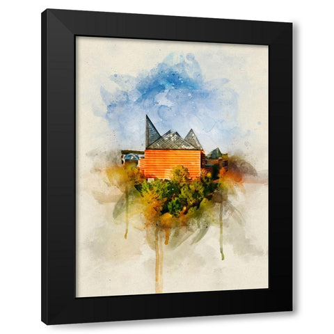 Aquarium From Above Watercolor Black Modern Wood Framed Art Print with Double Matting by Lee, Rachel