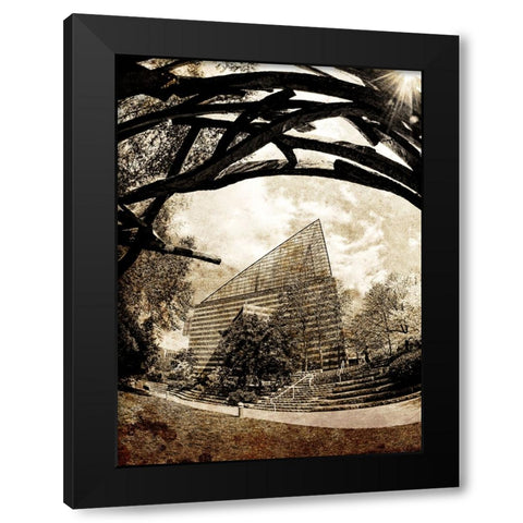 Aquarium Sun Grunge Black Modern Wood Framed Art Print with Double Matting by Lee, Rachel