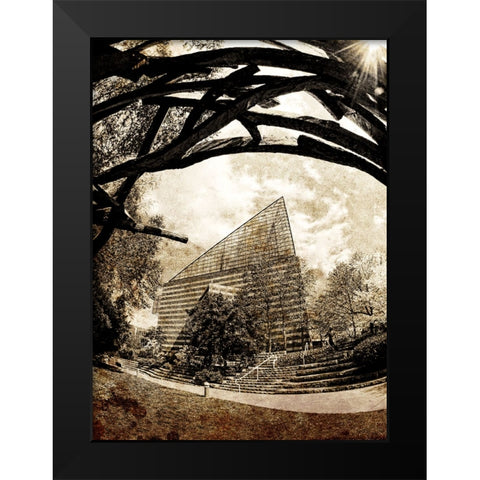 Aquarium Sun Grunge Black Modern Wood Framed Art Print by Lee, Rachel