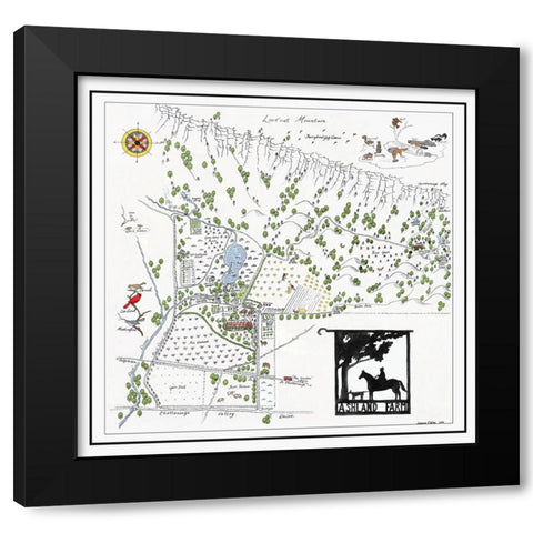 Ashland Farms Map Drawing Black Modern Wood Framed Art Print with Double Matting by Lee, Rachel