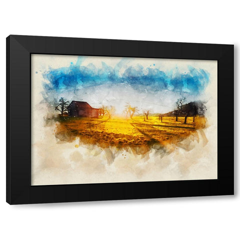 Barn 5 Watercolor Black Modern Wood Framed Art Print by Lee, Rachel