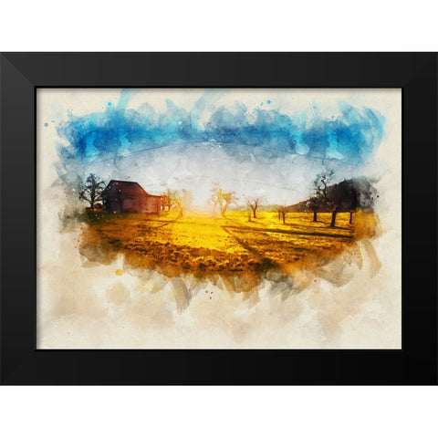 Barn 5 Watercolor Black Modern Wood Framed Art Print by Lee, Rachel
