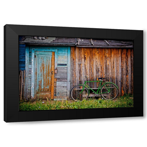 Barn And Bike Black Modern Wood Framed Art Print with Double Matting by Lee, Rachel