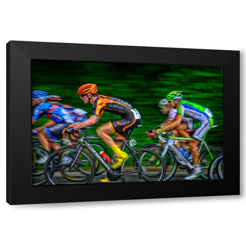 Bikers Black Modern Wood Framed Art Print by Lee, Rachel