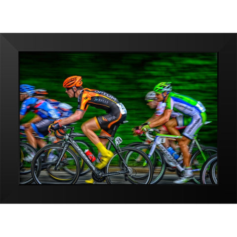 Bikers Black Modern Wood Framed Art Print by Lee, Rachel