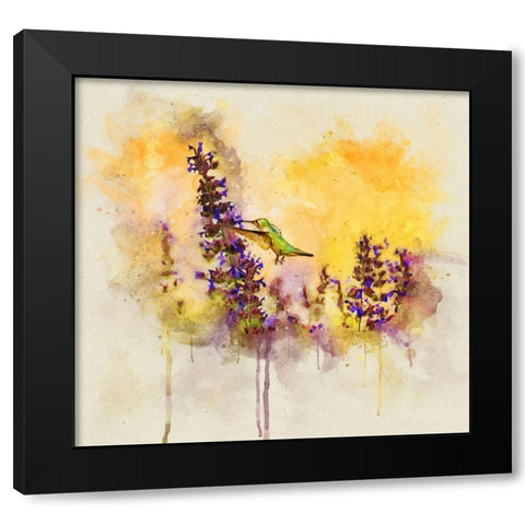 Bird 50 Watercolor Black Modern Wood Framed Art Print with Double Matting by Lee, Rachel