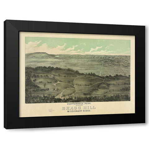 Bragg Hill Wood Cut 1887 Black Modern Wood Framed Art Print by Lee, Rachel