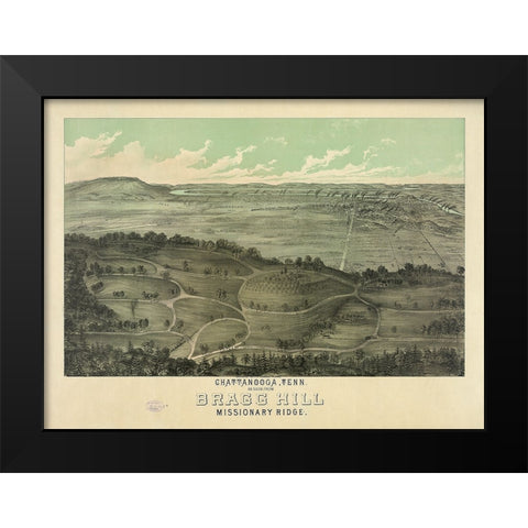 Bragg Hill Wood Cut 1887 Black Modern Wood Framed Art Print by Lee, Rachel