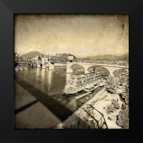 Bridge To Lookout Textured Black Modern Wood Framed Art Print by Lee, Rachel