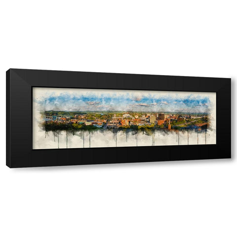 Cameron Hill View Watercolor Black Modern Wood Framed Art Print with Double Matting by Lee, Rachel