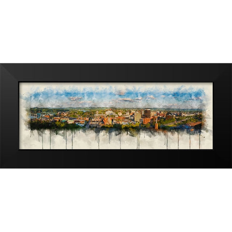 Cameron Hill View Watercolor Black Modern Wood Framed Art Print by Lee, Rachel