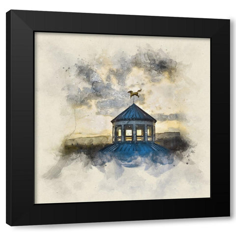 Carousel Last Light Watercolor Black Modern Wood Framed Art Print with Double Matting by Lee, Rachel