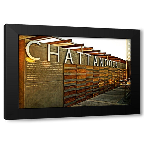 Chatt Pier Sign Black Modern Wood Framed Art Print with Double Matting by Lee, Rachel