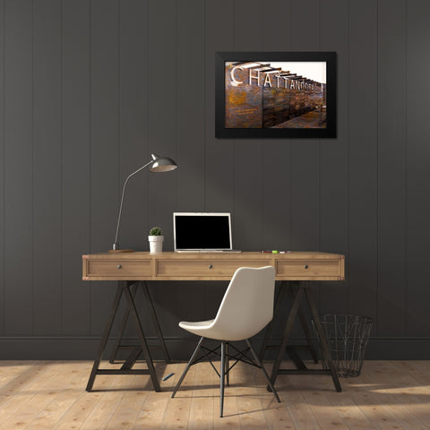 Chatt Pier Sign Lucky Enough Black Modern Wood Framed Art Print by Lee, Rachel