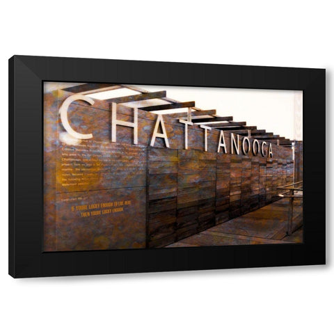 Chatt Pier Sign Lucky Enough Black Modern Wood Framed Art Print by Lee, Rachel