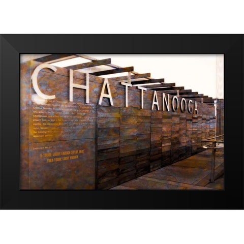 Chatt Pier Sign Lucky Enough Black Modern Wood Framed Art Print by Lee, Rachel