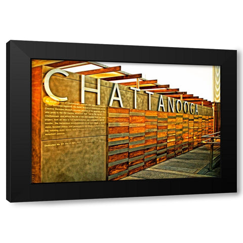 Chatt Pier Sign Metallic Black Modern Wood Framed Art Print by Lee, Rachel