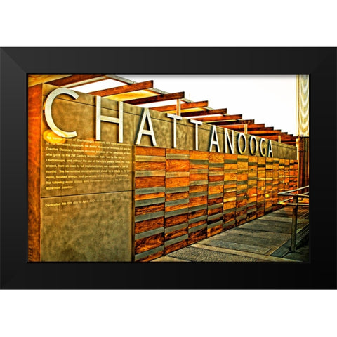 Chatt Pier Sign Metallic Black Modern Wood Framed Art Print by Lee, Rachel
