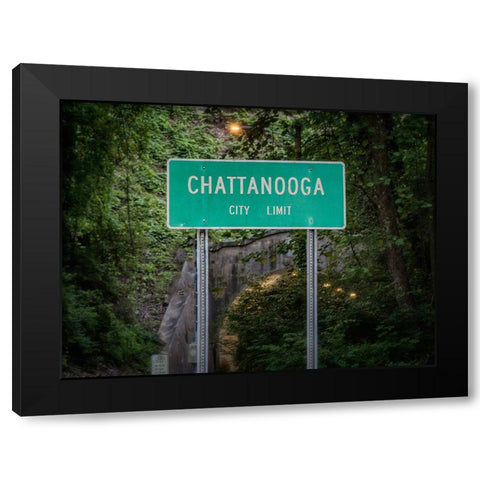 Chattanooga City Limit Black Modern Wood Framed Art Print with Double Matting by Lee, Rachel