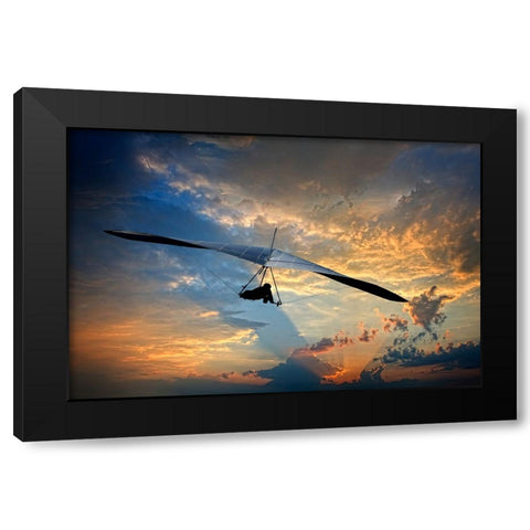 Chattanooga Hang Gliding Black Modern Wood Framed Art Print with Double Matting by Lee, Rachel