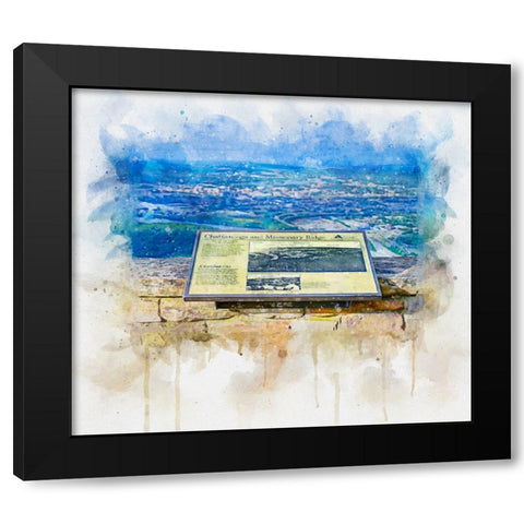 Chattanooga Missionary Ridge Plaque Watercolor Black Modern Wood Framed Art Print with Double Matting by Lee, Rachel