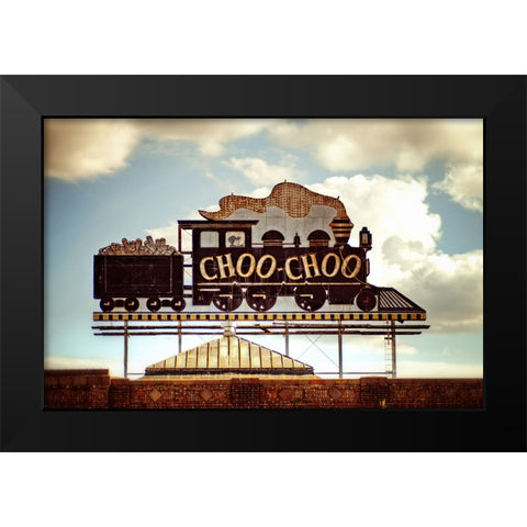 Choo Choo Glory Black Modern Wood Framed Art Print by Lee, Rachel
