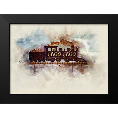 Choo Choo Glory Watercolor Black Modern Wood Framed Art Print by Lee, Rachel