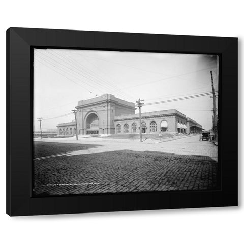 Choo Choo Hotel Antique Black Modern Wood Framed Art Print by Lee, Rachel