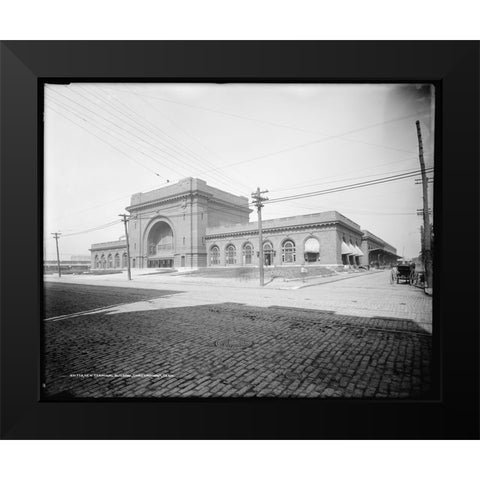 Choo Choo Hotel Antique Black Modern Wood Framed Art Print by Lee, Rachel