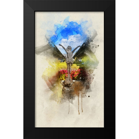 Choo Choo Pixie Watercolor Black Modern Wood Framed Art Print by Lee, Rachel
