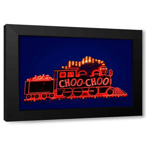 Choo Choo Sign Black Modern Wood Framed Art Print with Double Matting by Lee, Rachel